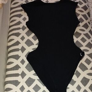 Elegant Black Women's Bodysuit Open Sides